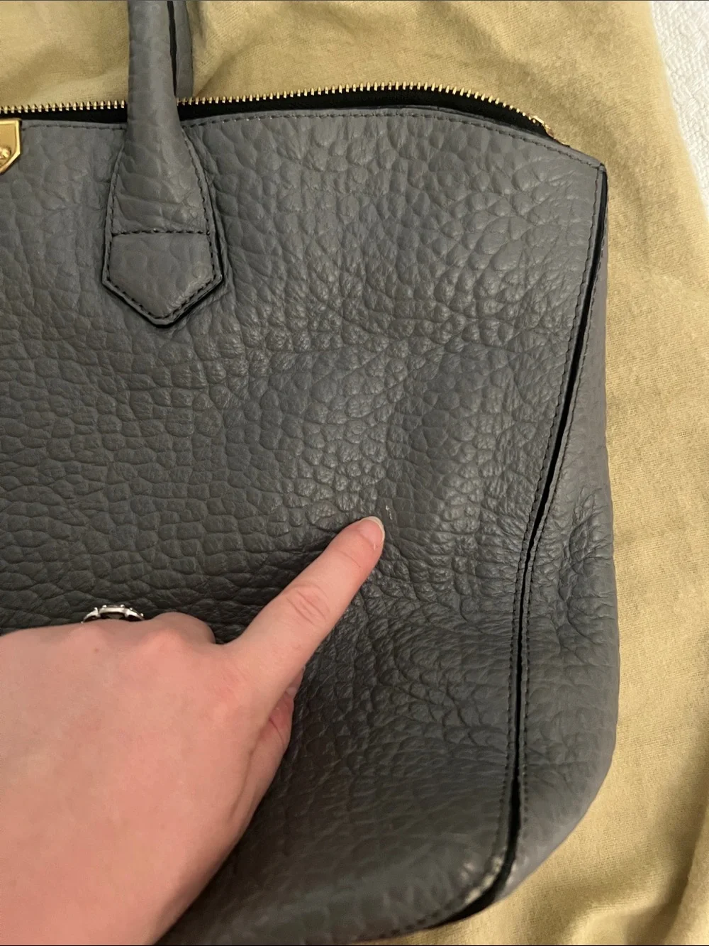 Burberry Dewsbury Grey Melange Leather Tote Bag with Gold Hardware